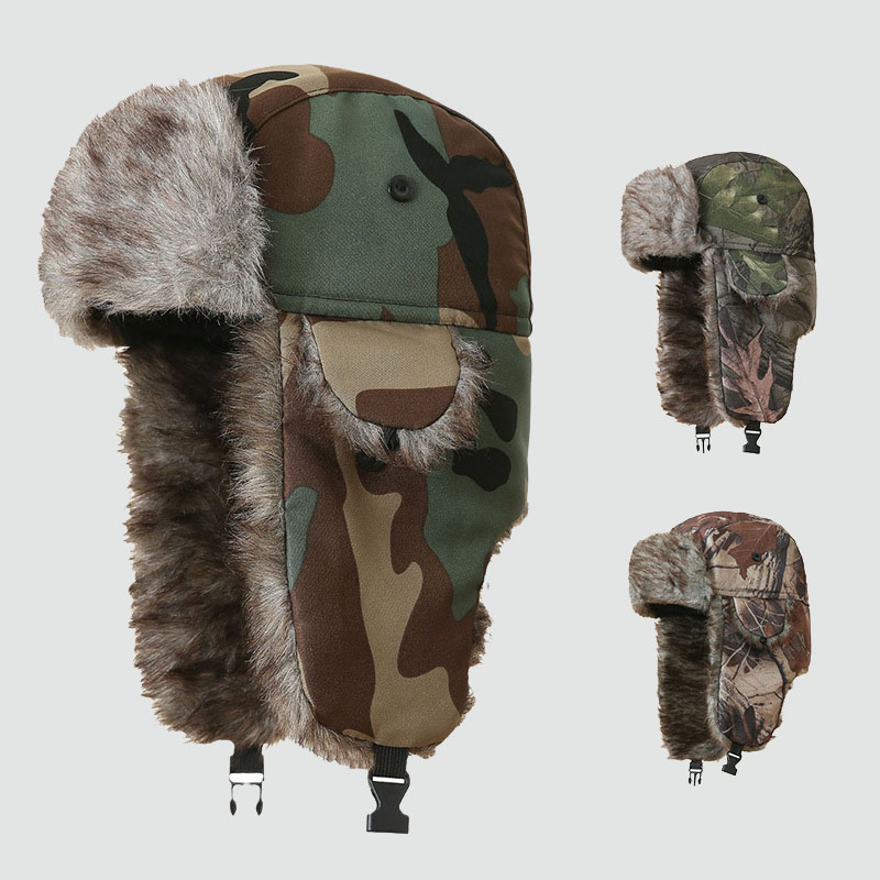 Camouflage Thickened Plush Ear Protection Hat