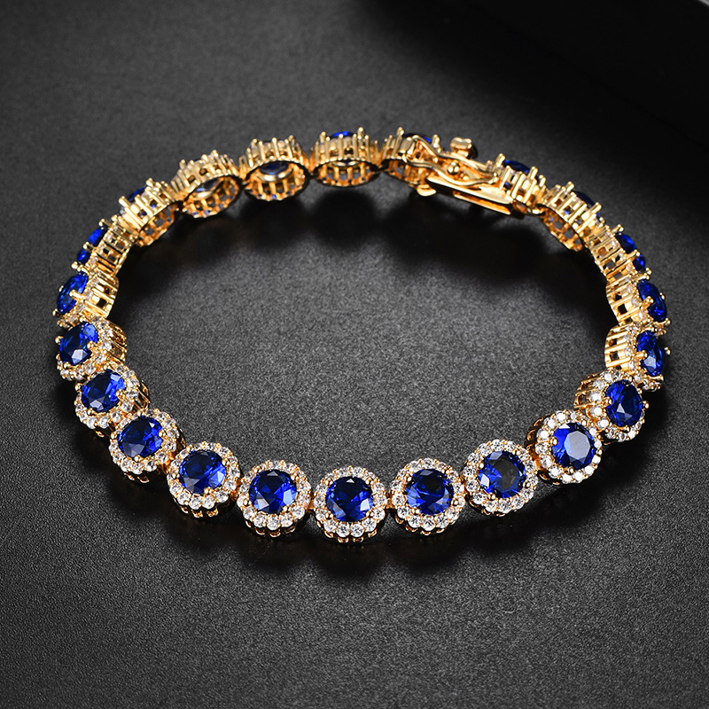 Iced Out Round Cut Sapphire/Emerald Halo Bracelet