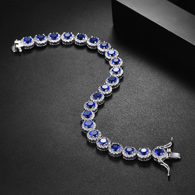 Iced Out Round Cut Sapphire/Emerald Halo Bracelet