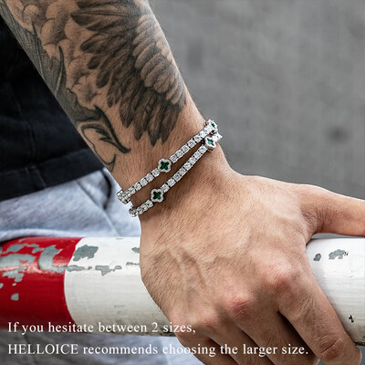 Iced Out Green Four Leaf Clover Tennis Bracelet