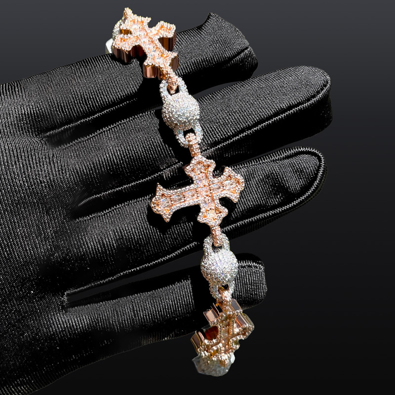 Iced Out Cross Bead Bracelet