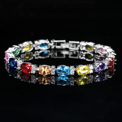 Iced Out Oval & Round Cut Multi-color Bracelet