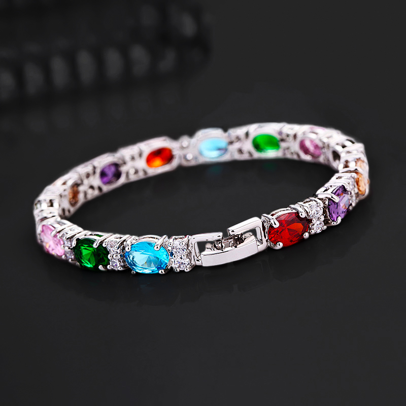 Iced Out Oval & Round Cut Multi-color Bracelet