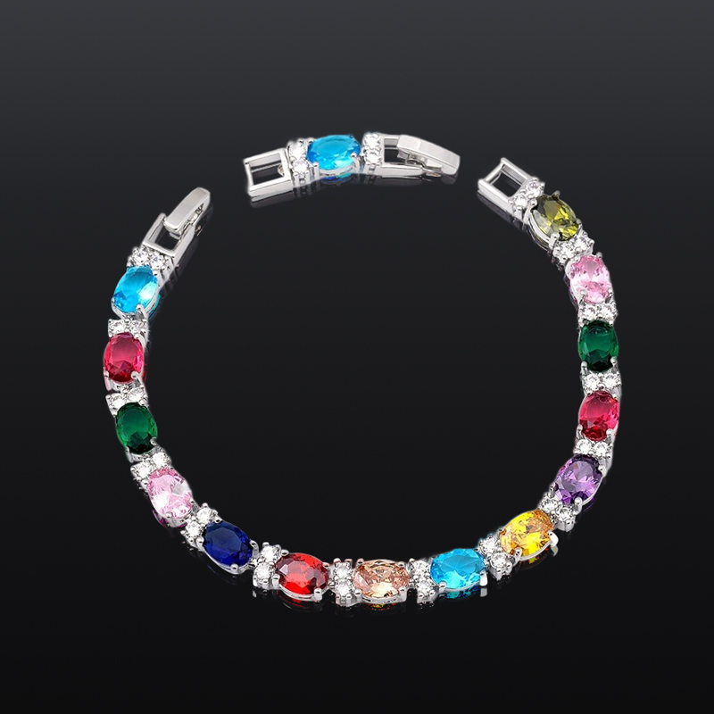 Iced Out Oval & Round Cut Multi-color Bracelet