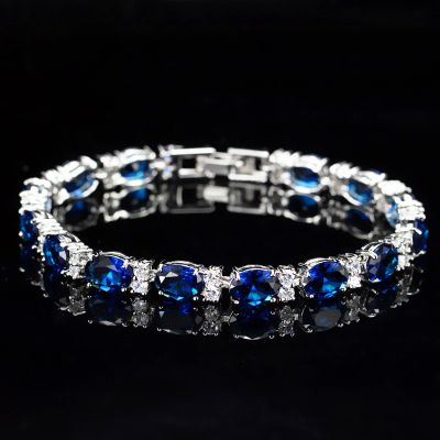 6mm Iced Out Oval & Round Cut Sapphire/Emerald/Multi-color Tennis Bracelet