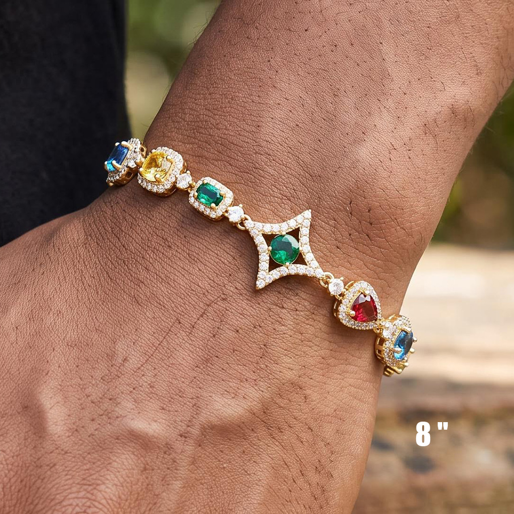 Iced 10mm Multi-color Diamonds Bracelet Iced 10mm Multi-color Diamonds Bracelet