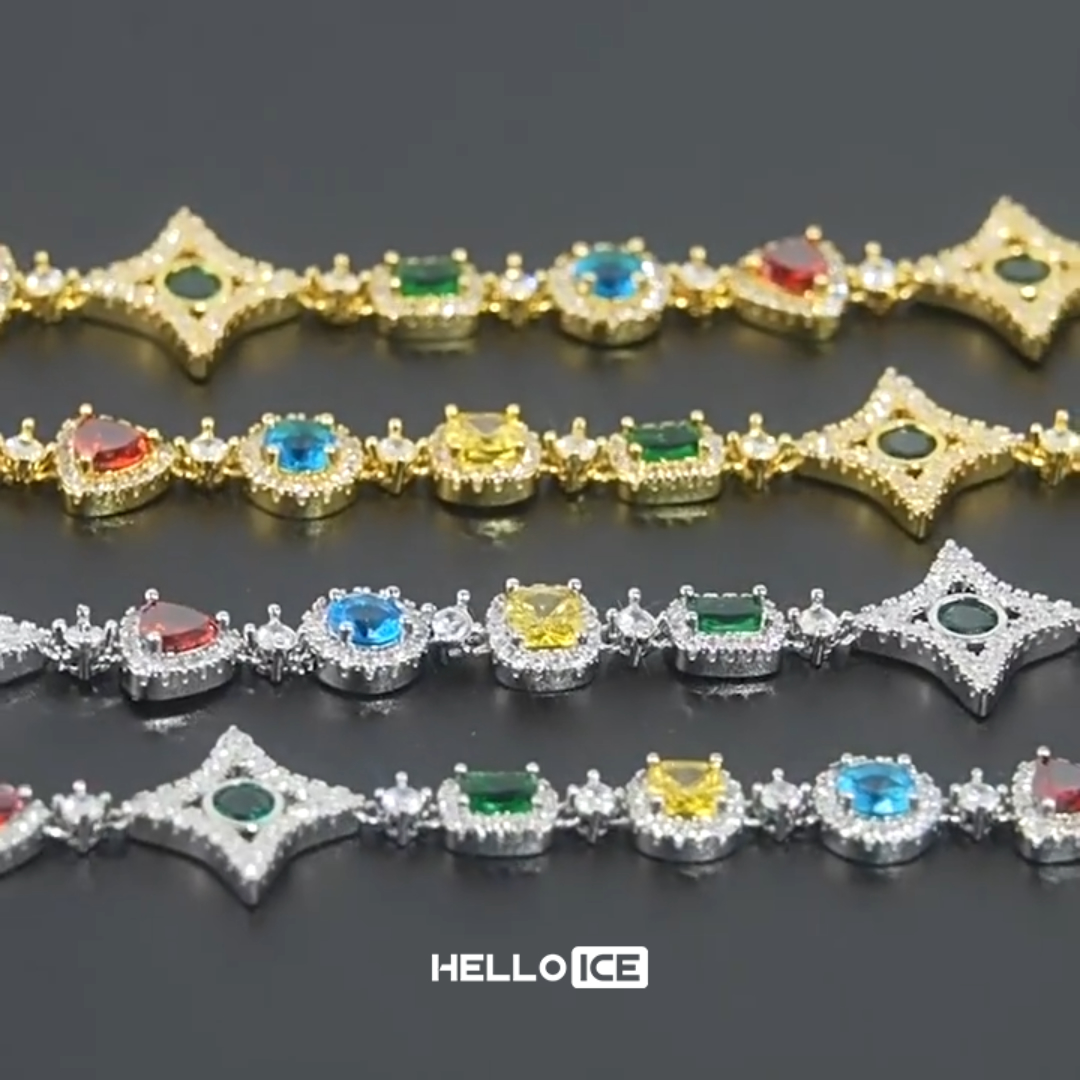 Iced 10mm Multi-color Diamonds Bracelet Iced 10mm Multi-color Diamonds Bracelet