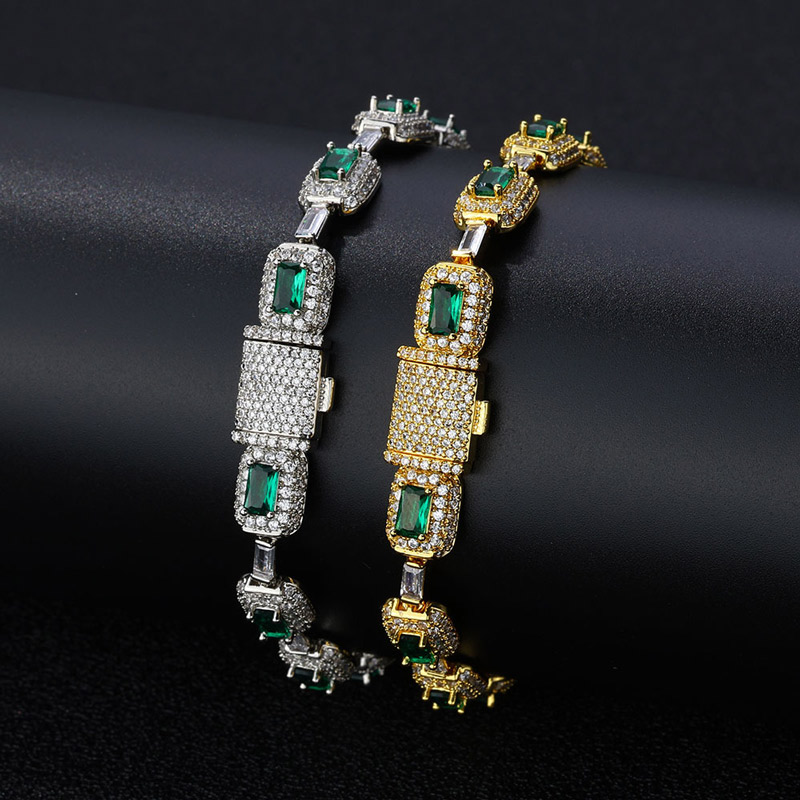 Iced 7mm Rectangle Emerald Bracelet