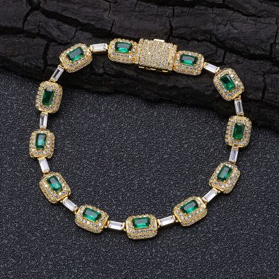 Iced 7mm Rectangle Emerald Bracelet