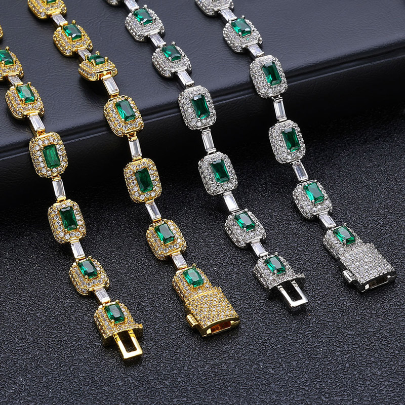 Iced 7mm Rectangle Emerald Bracelet