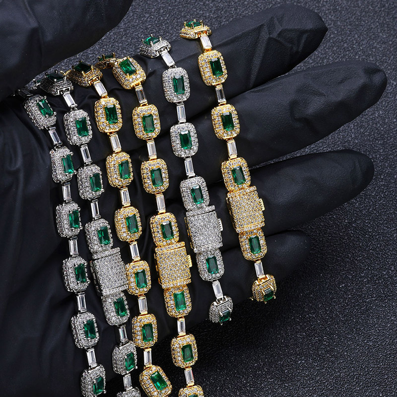 Iced 7mm Rectangle Emerald Bracelet