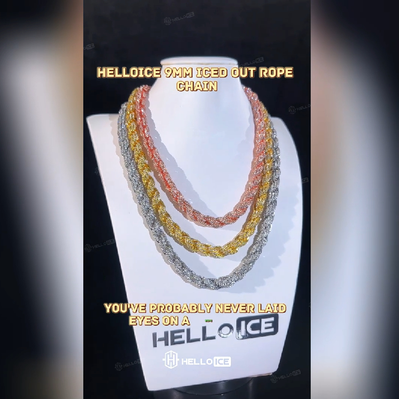 9mm Iced Out Rope Chain