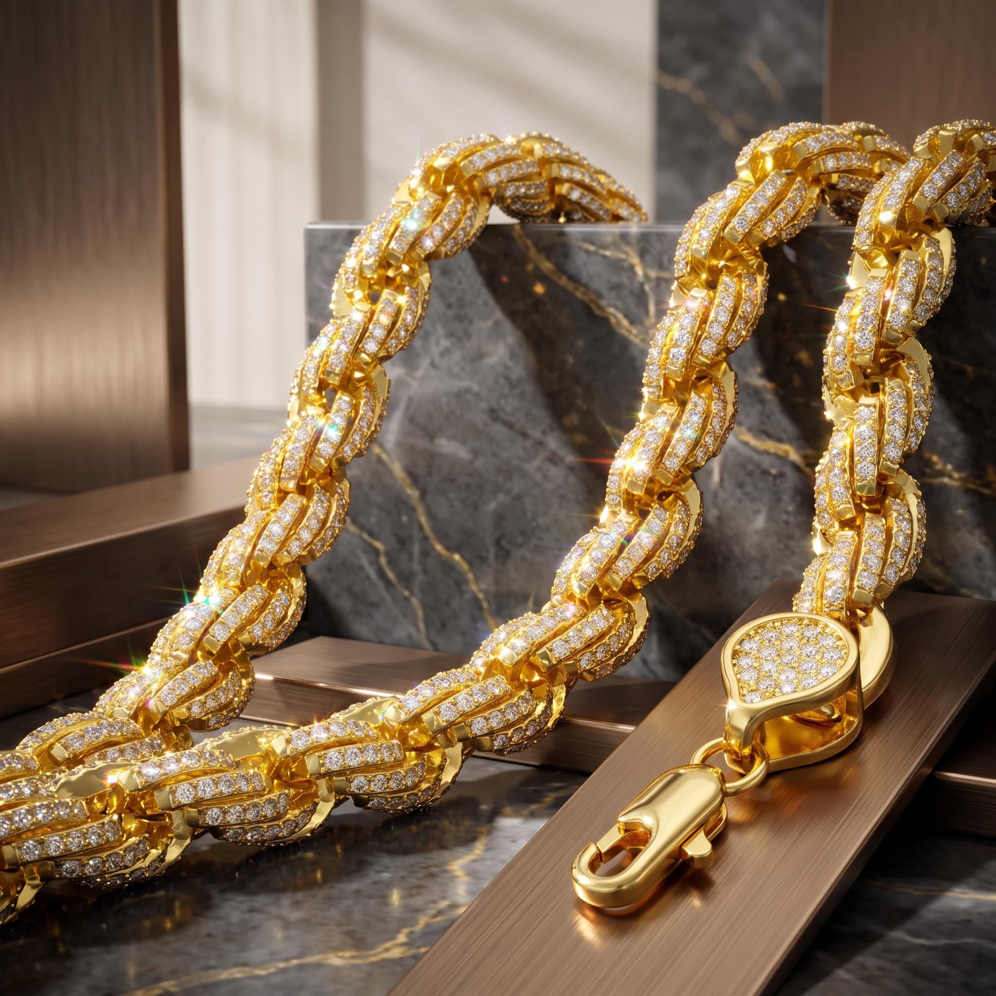 9mm Iced Out Rope Chain