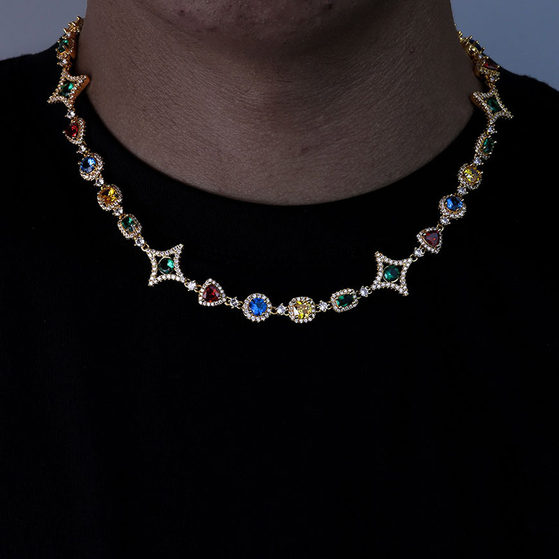 Iced 10mm Multi-color Diamonds Chain