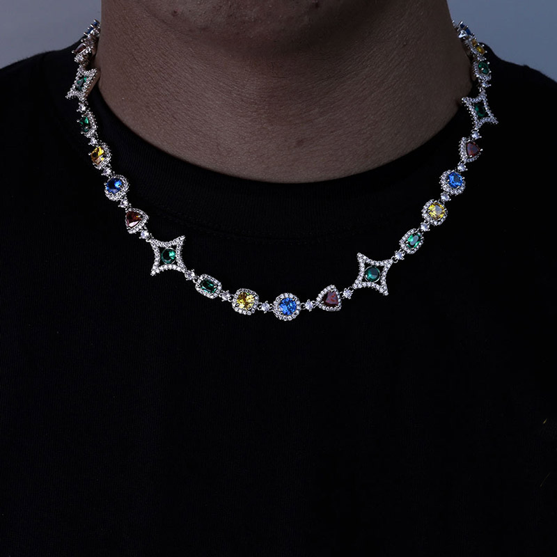 Iced 10mm Multi-color Diamonds Chain