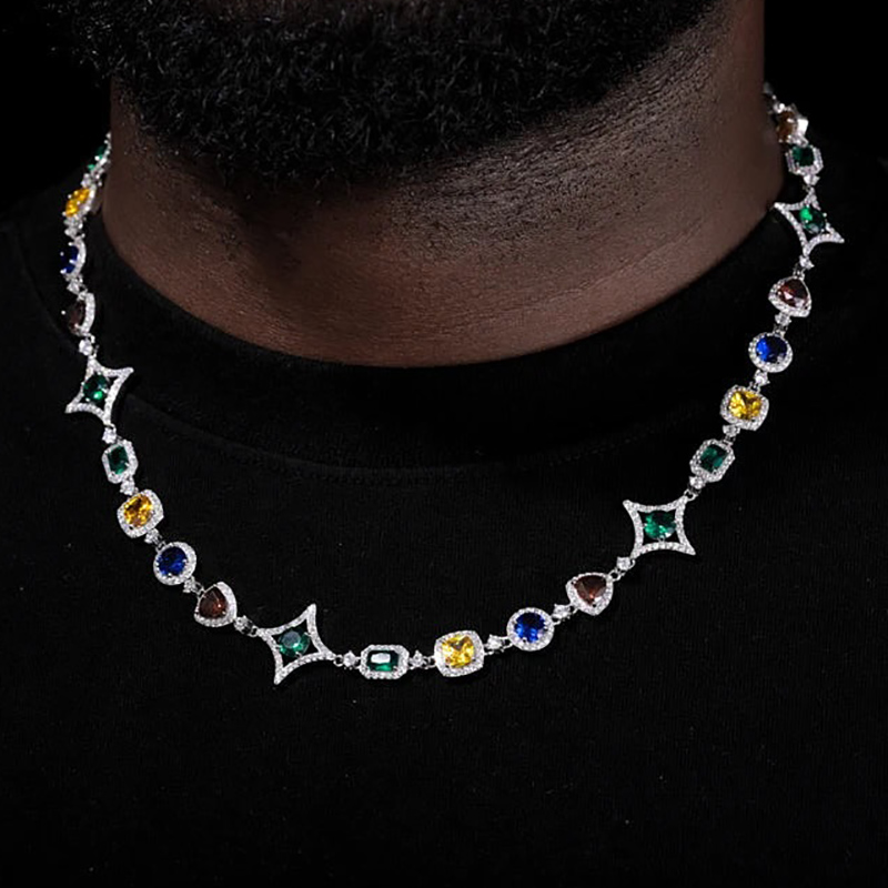 Iced 10mm Multi-color Diamonds Chain