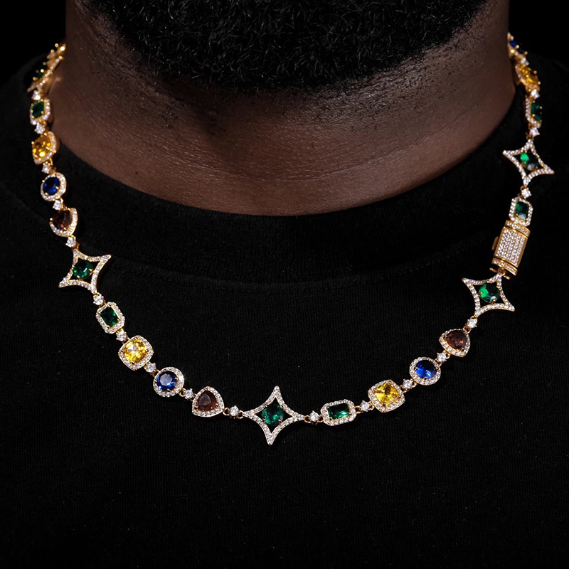 Iced 10mm Multi-color Diamonds Chain