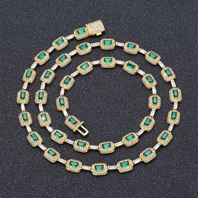 Iced 7mm Rectangle Emerald Chain