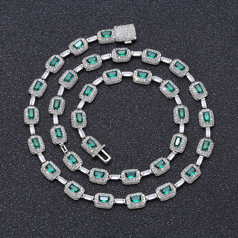 Iced 7mm Rectangle Emerald Chain