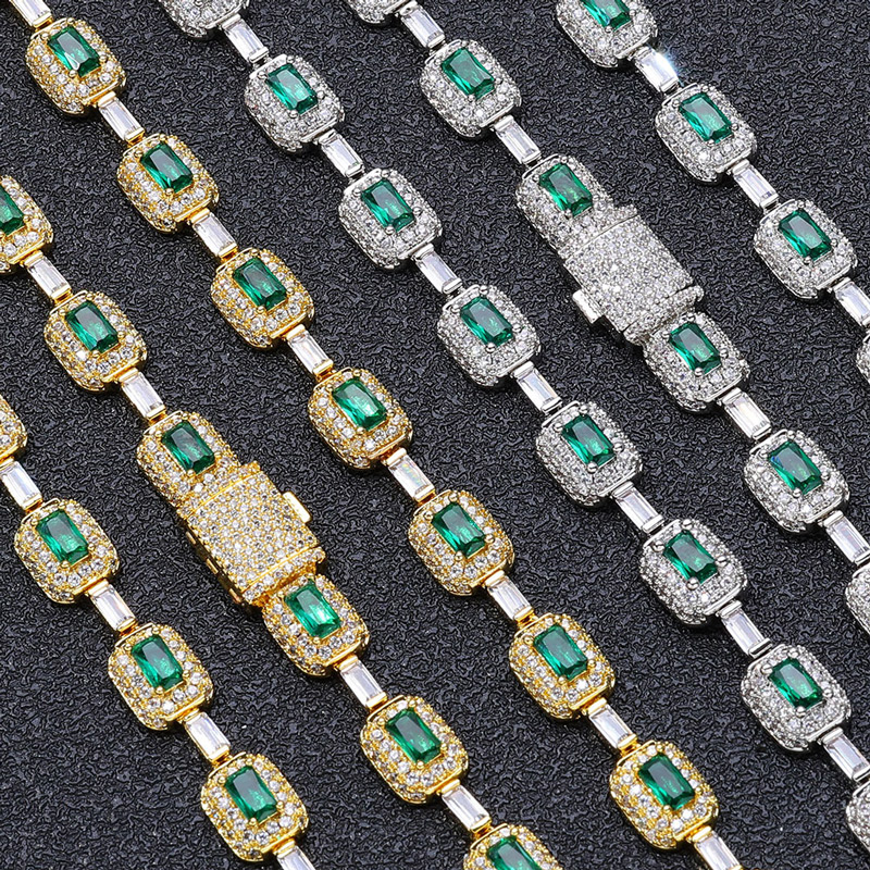 Iced 7mm Rectangle Emerald Chain