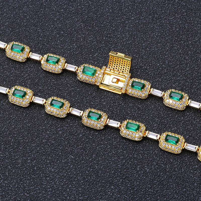 Iced 7mm Rectangle Emerald Chain