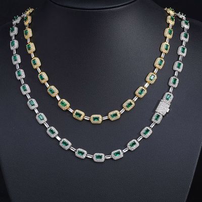 Iced 7mm Rectangle Emerald Chain