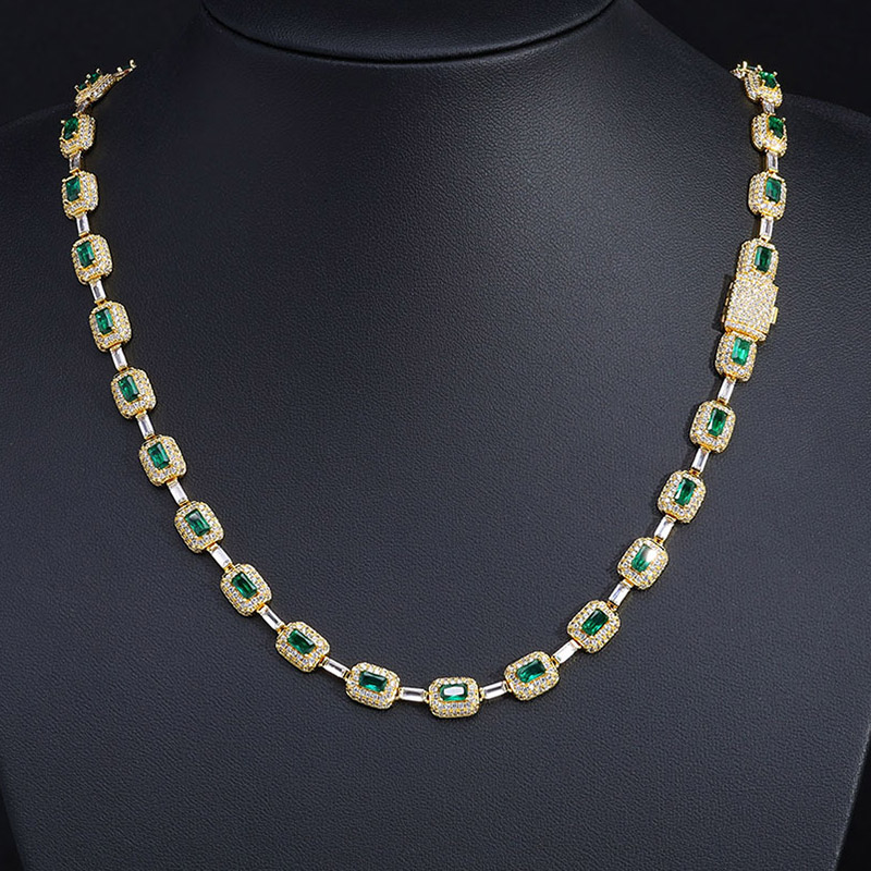 Iced 7mm Rectangle Emerald Chain