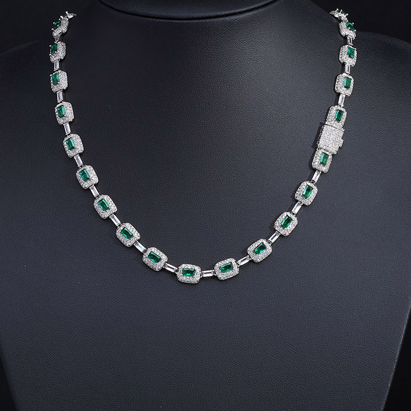 Iced 7mm Rectangle Emerald Chain