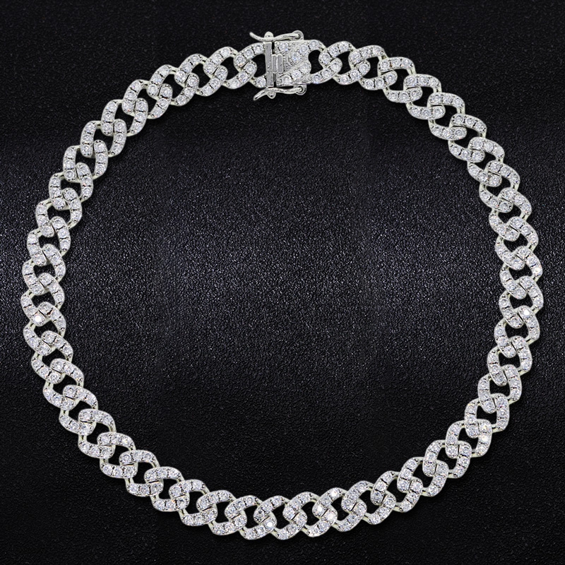 Iced 12mm Single Row Cuban Chain in White Gold