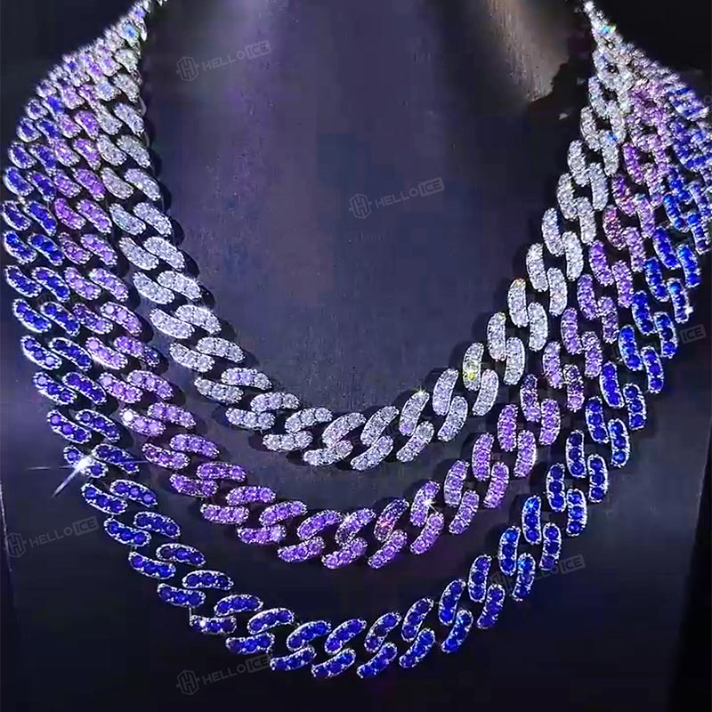 Iced 12mm Single Row Cuban Chain in White Gold