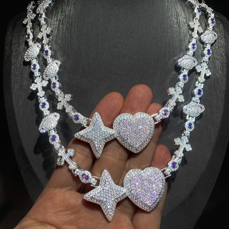 Iced Heart Quadrangle Star Necklace