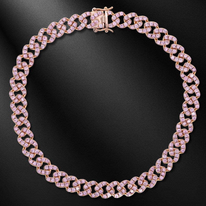 Iced 12mm Single Row Cuban Chain in Rose Gold & Gold Plating