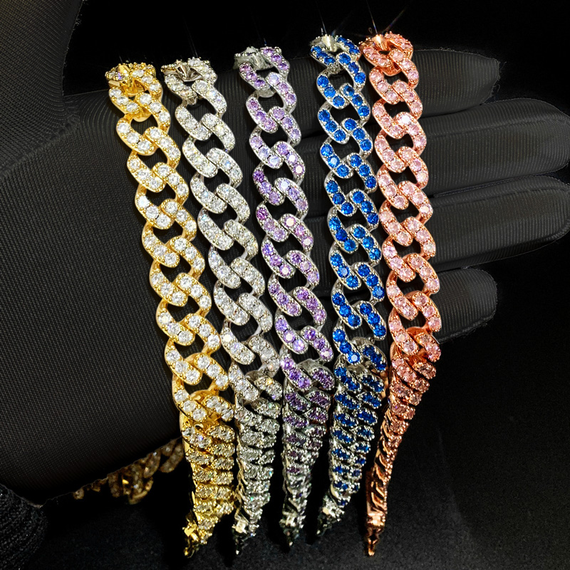 Iced 12mm Single Row Cuban Chain in Rose Gold & Gold Plating