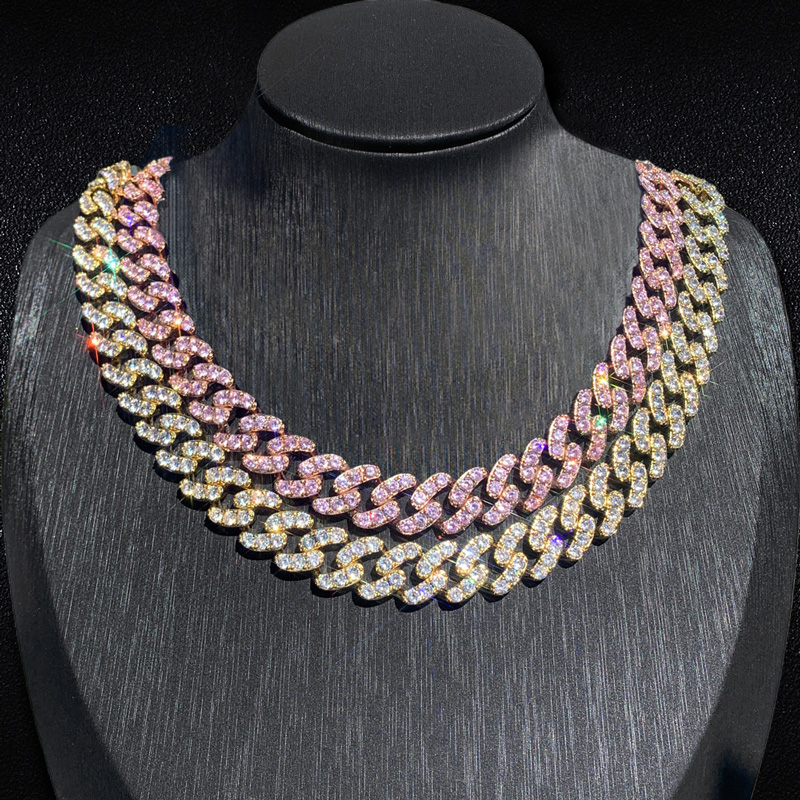 Iced 12mm Single Row Cuban Chain in Rose Gold & Gold Plating