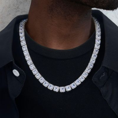 8mm Iced Out Princess Cut Clustered Tennis Chain