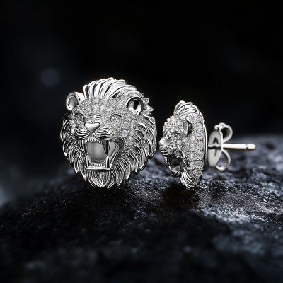 Lion Head Stud Earrings