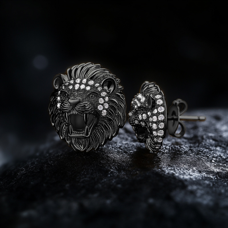 Lion Head Stud Earrings