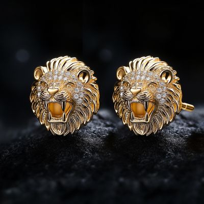 Lion Head Stud Earrings