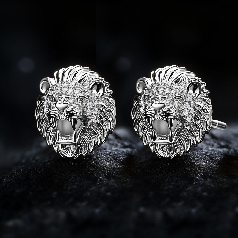 Lion Head Stud Earrings