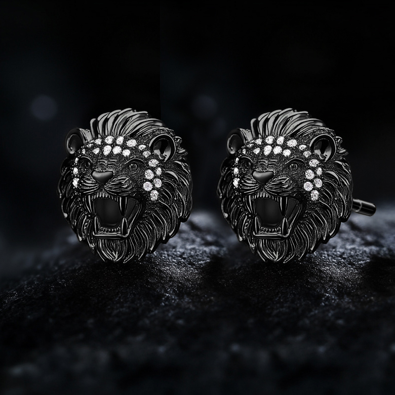 Lion Head Stud Earrings