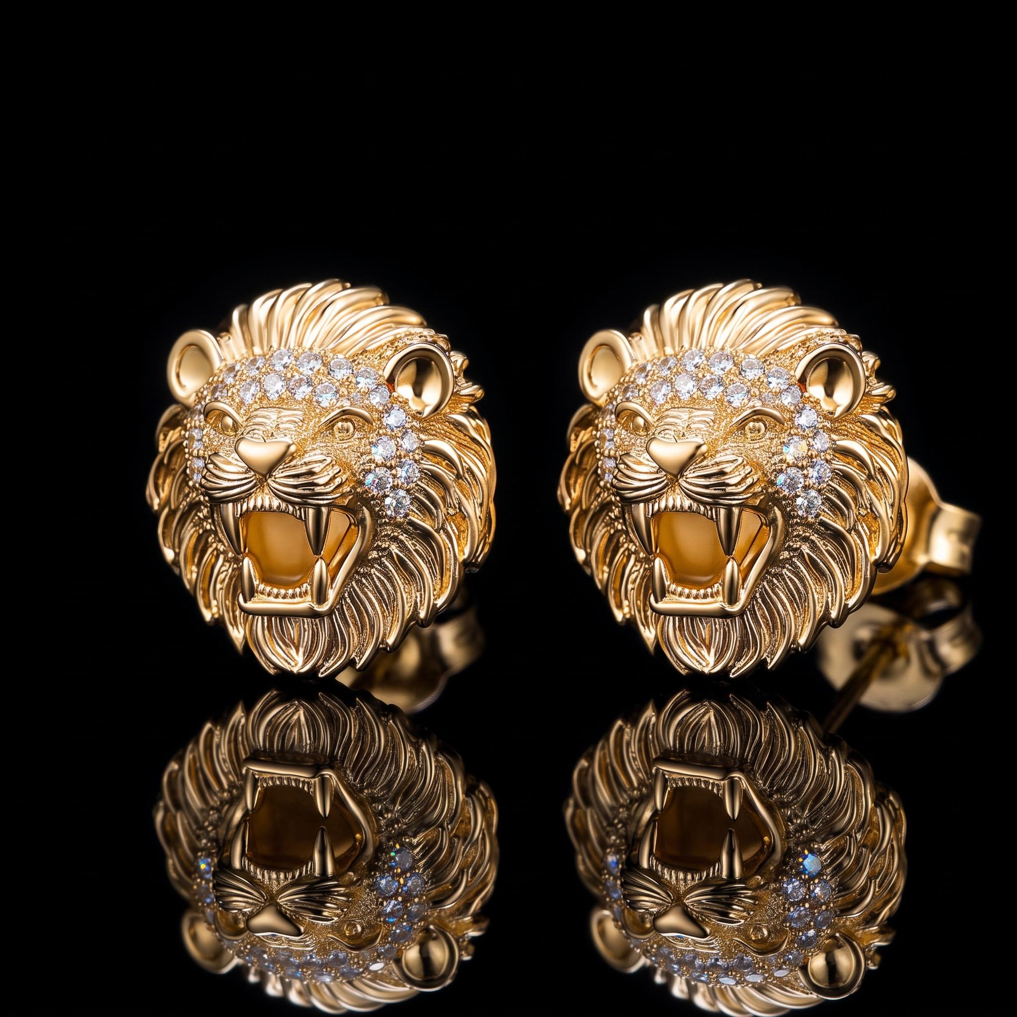 Lion Head Stud Earrings Lion Head Stud Earrings