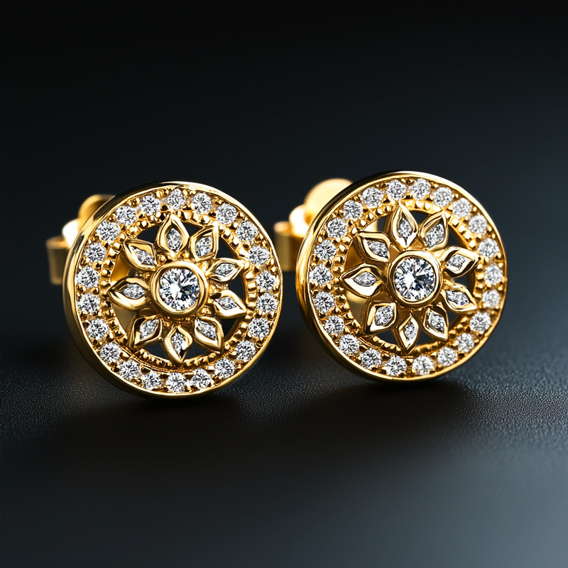 Iced Flower Round Stud Earrings