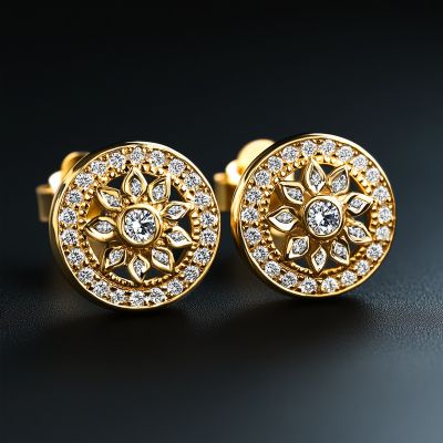 Iced Flower Round Stud Earrings