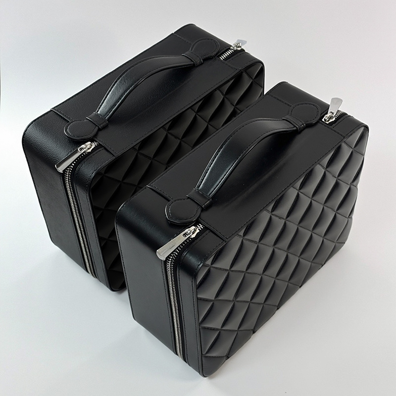 Multi-function Orange&Black PU Jewelry Box