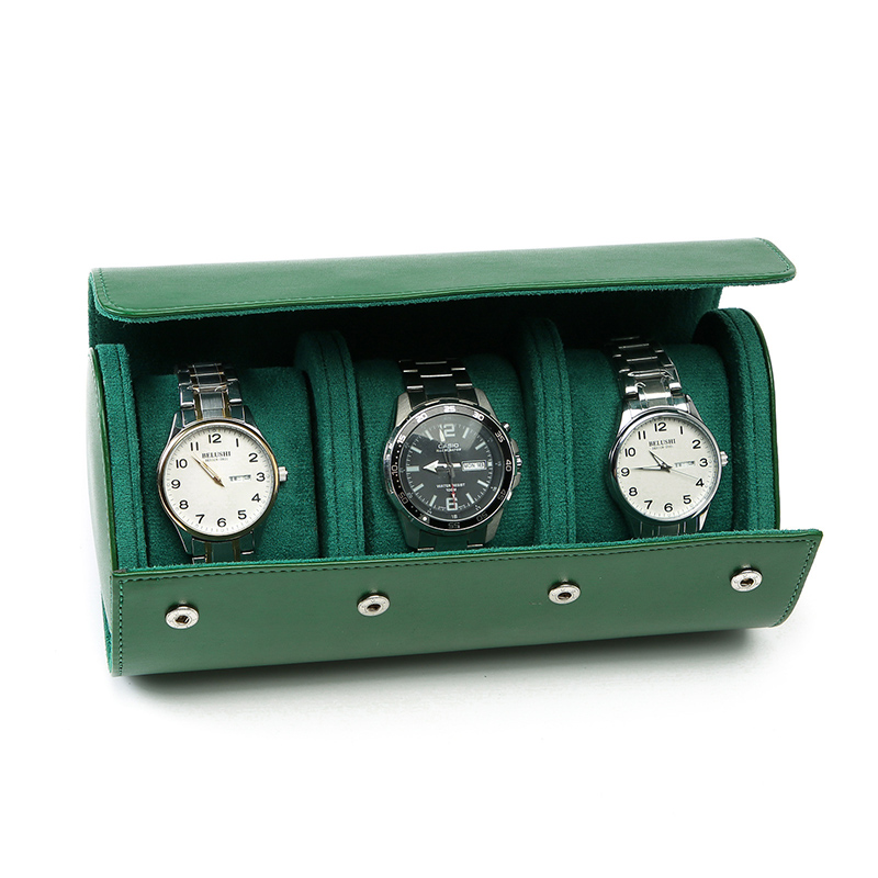 Leather 3 Watch Travel Case - Black/Brown/Green/Red