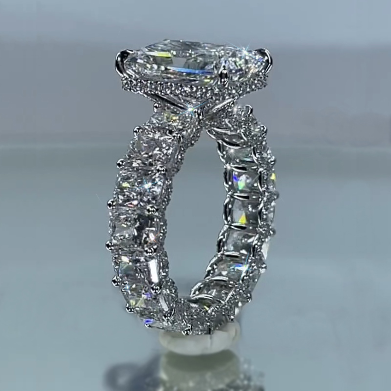 14.22 CT Luxury Radiant Cut Pave Halo Engagement Ring