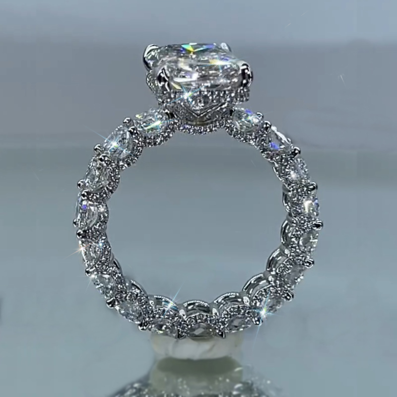 14.22 CT Luxury Radiant Cut Pave Halo Engagement Ring