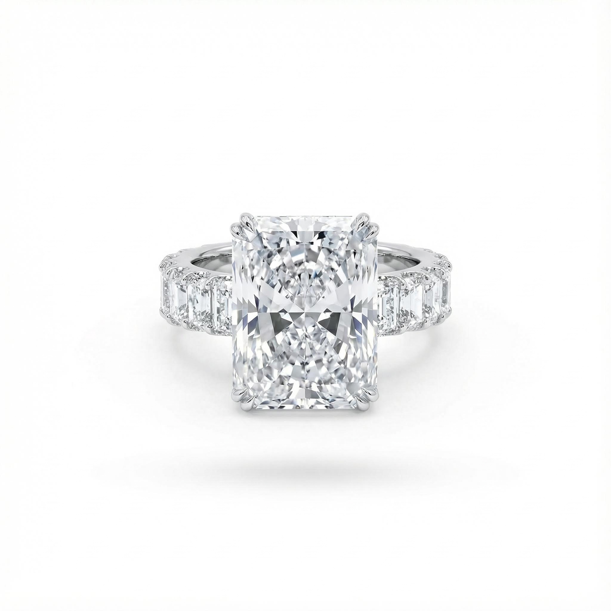 925S & VVS Moissanite 14.22 CT Luxury Radiant Cut Pave Halo Engagement Ring