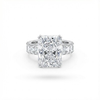 925S & VVS Moissanite 14.22 CT Luxury Radiant Cut Pave Halo Engagement Ring
