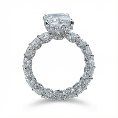925S & VVS Moissanite 14.22 CT Luxury Radiant Cut Pave Halo Engagement Ring